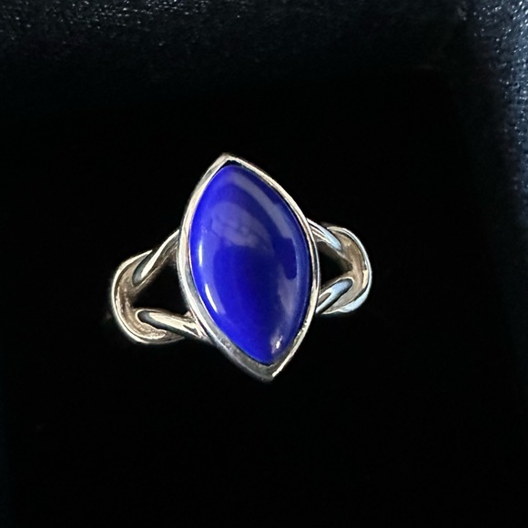 suvani Jewelry - SUVANI 925 Sterling Silver Ring Blue Lapis Lazuli Gemstone Marquise Size 8